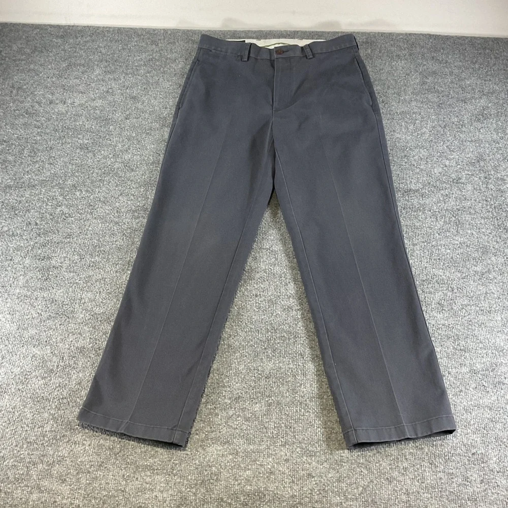 Orvis Trim Fit Chino Pants Mens 32x30 Gray Cotton Flat Front Casual Khaki
